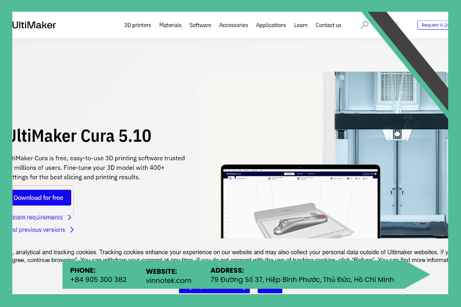 Truy cập vào trang web để tải phần mềm in 3D cura