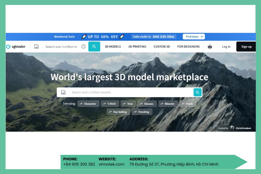 CGTrader là marketplace mô hình 3D lớn, cung cấp file thiết kế chất lượng cao cho in 3D
