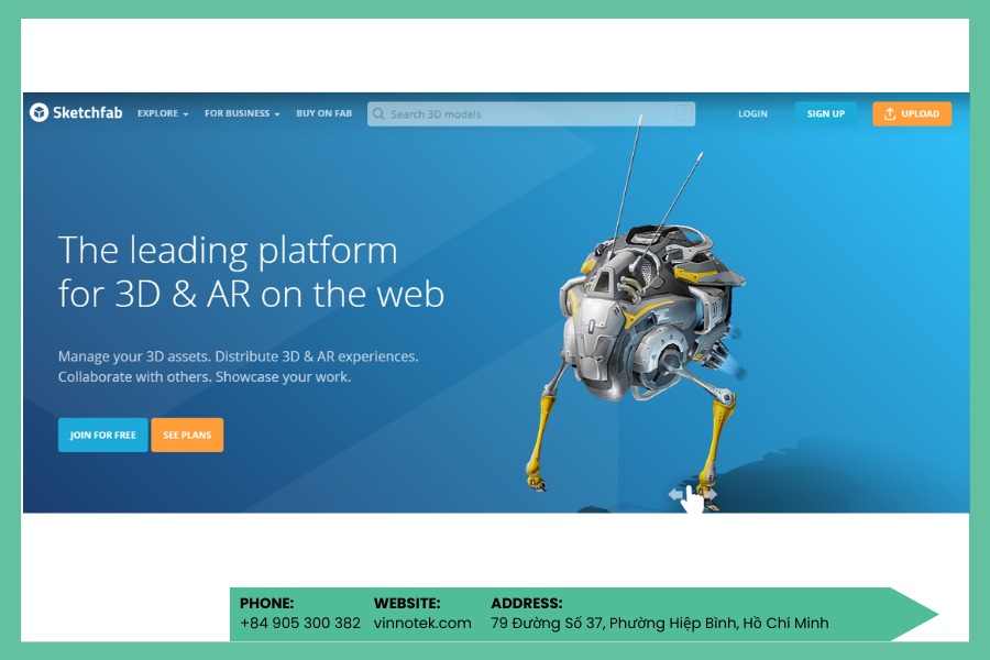Sketchfab là nền tảng chia sẻ và xem mô hình 3D trực tuyến, hỗ trợ nhiều định dạng