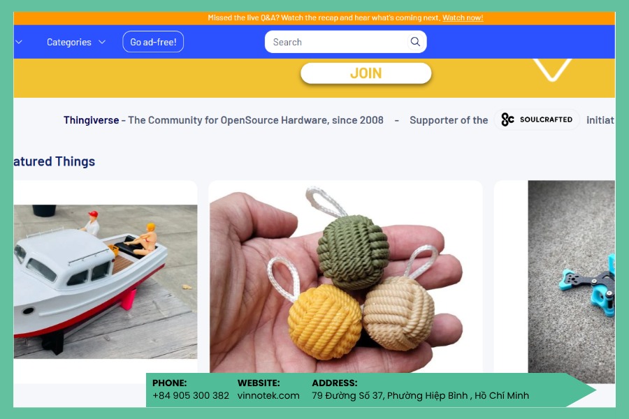 Thingiverse là nền tảng chia sẻ file in 3D miễn phí với hàng triệu mô hình STL.