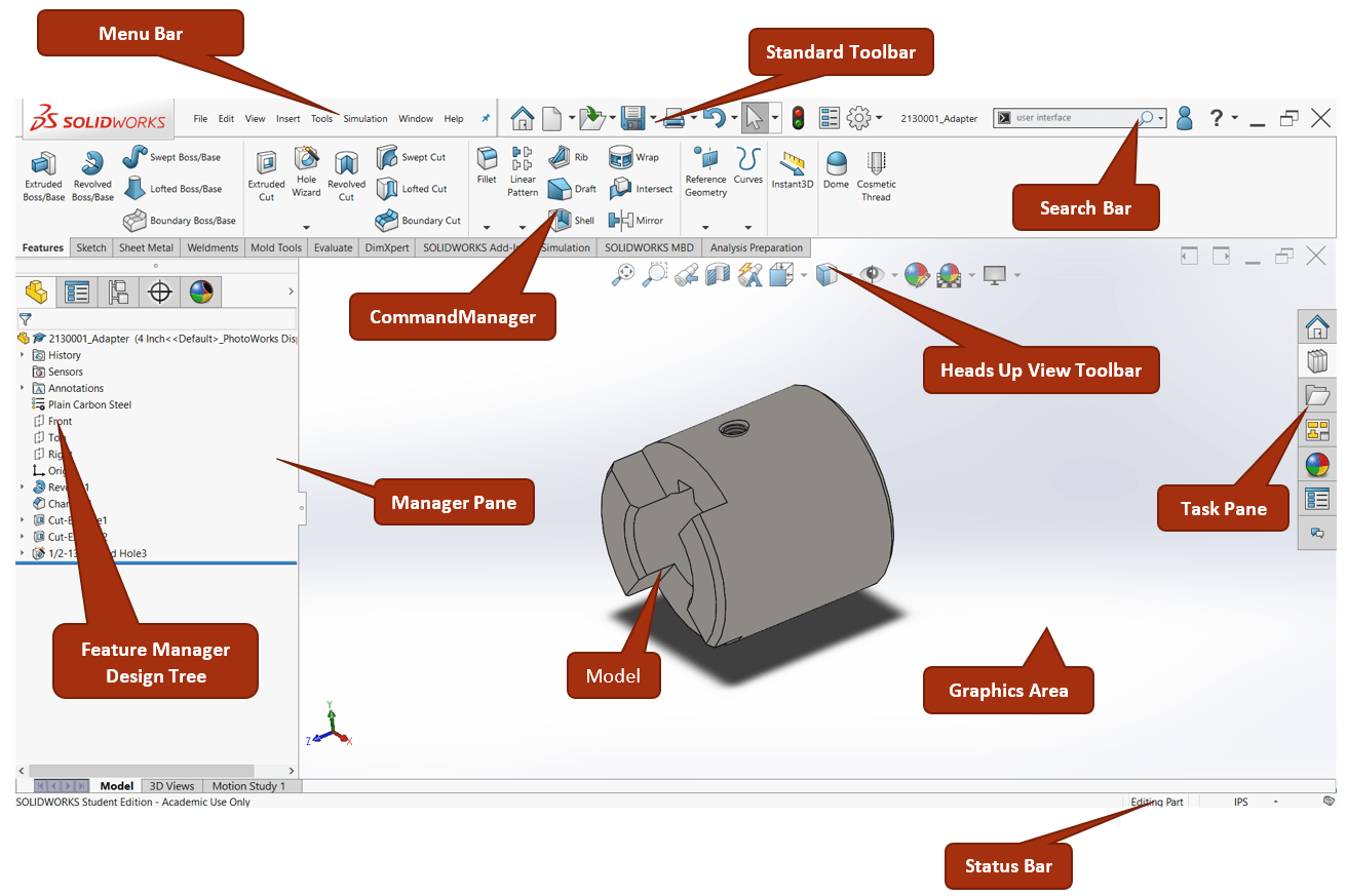 Chức năng CAD SolidWorks