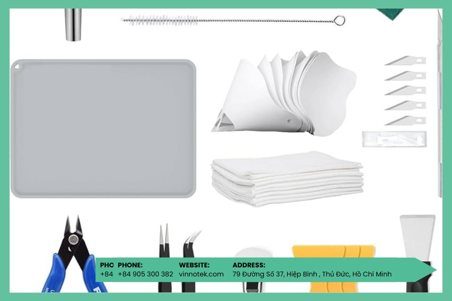 Chuẩn bị dụng cụ thay nhựa in 3D đầy đủ để đảm bảo an toàn và thao tác hiệu quả
