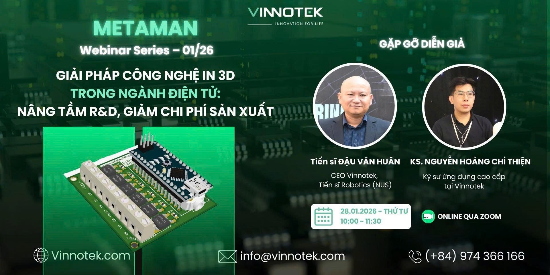 8. Đồng hành cùng hệ sinh thái METAMAN Khi lựa chọn máy in 3D SLS tại Vinnotek, khách hàng còn được kết nối với hệ sinh thái METAMAN – cộng đồng chuyên về công nghệ in 3D công nghiệp tại Việt Nam. Đây là nơi doanh nghiệp có thể cập nhật những vật liệu mới, chia sẻ kinh nghiệm vận hành máy SLS, tối ưu thông số in và tiếp cận các xu hướng sản xuất tiên tiến. Thông qua hệ sinh thái này, Vinnotek không chỉ cung cấp thiết bị mà còn đồng hành cùng doanh nghiệp trong quá trình ứng dụng và mở rộng công nghệ in 3D vào hoạt động sản xuất lâu dài.